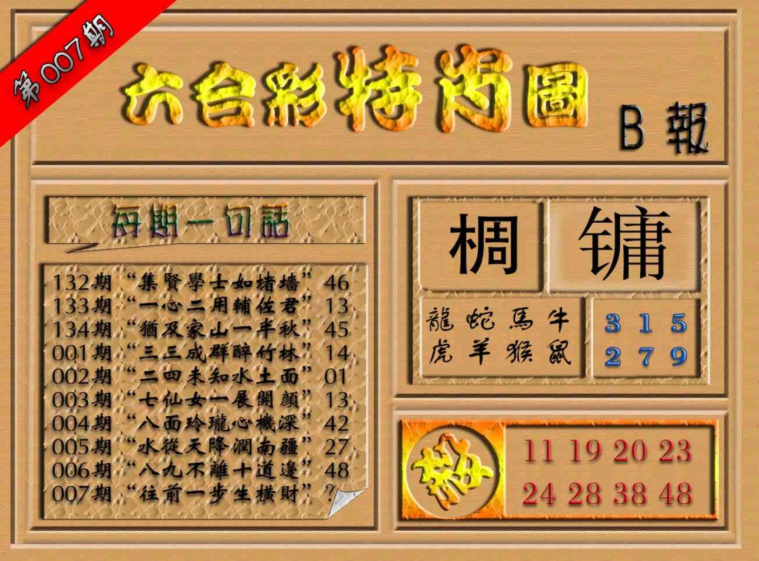 007期六合彩特肖图（B报）[图]