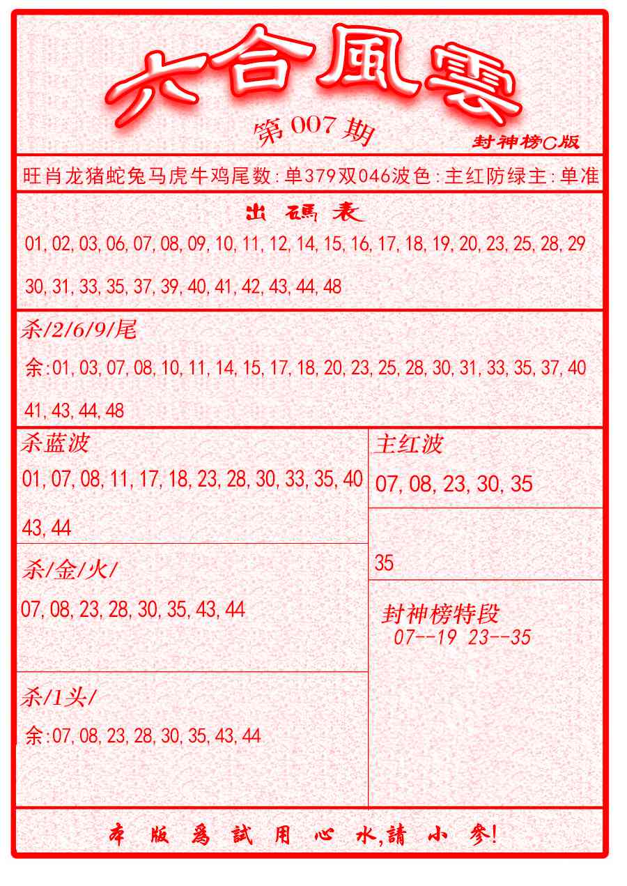 007期六合风云B面[图]