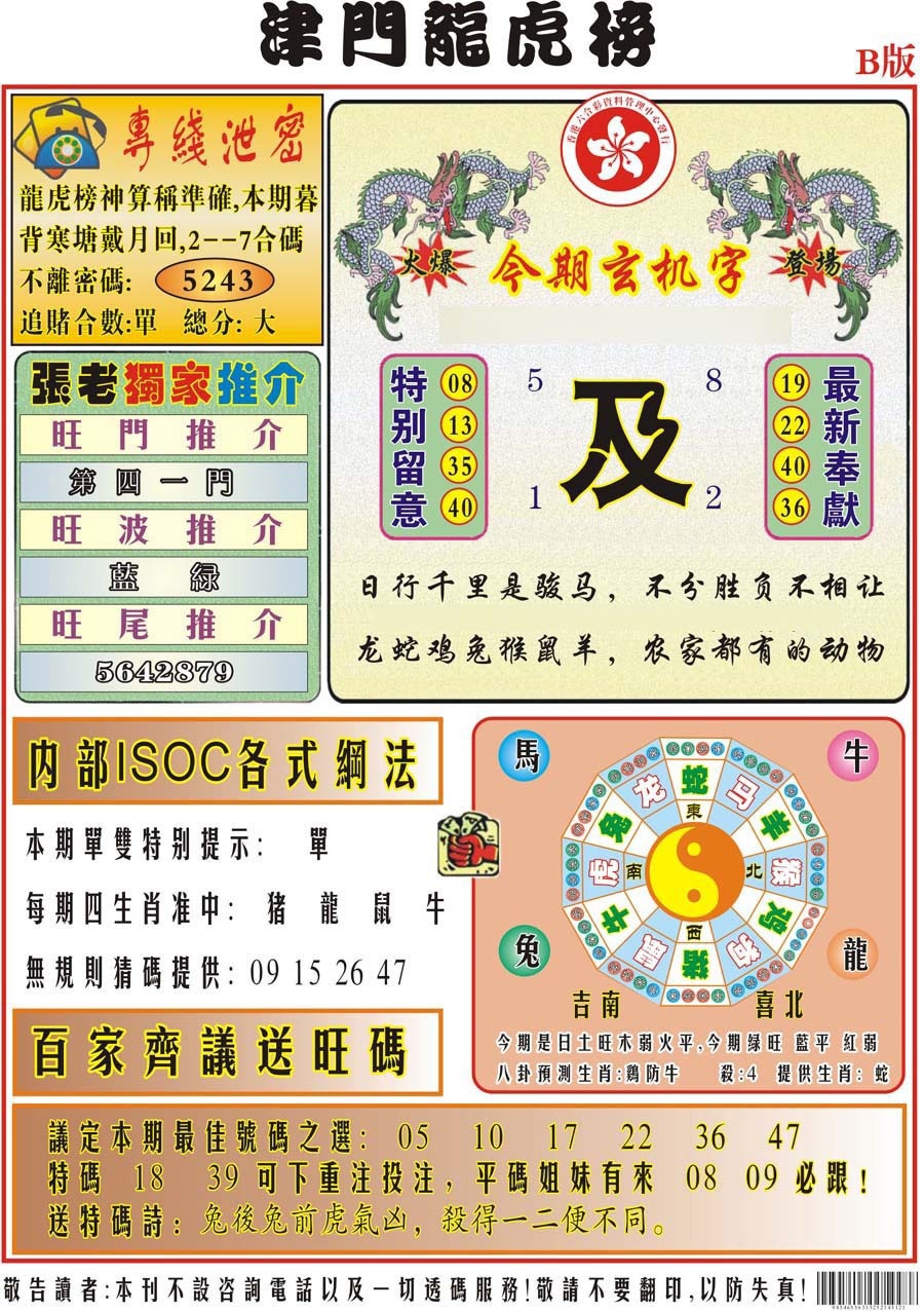 007期津门龙虎榜B[图]